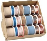 Ditipo Wstążka materiałowa świąteczna Biała z brązowymi gwiazdkami 3 m x 25 mm