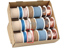 Ditipo Wstążka materiałowa świąteczna Biała z brązowymi gwiazdkami 3 m x 25 mm