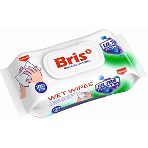Bris higieniczne chusteczki nawilżane z klipsami, 100 szt.