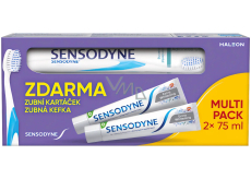 Sensodyne Extra Whitening zubní pasta 2 x 75 ml + zubní kartáček 1 kus