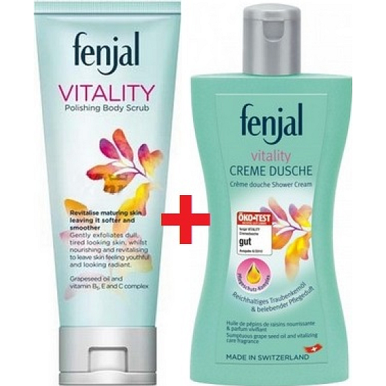 Fenjal Vitality tělový peeling 200 ml + sprchový krém 200 ml, kosmetická sada