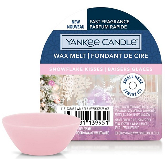 Yankee Candle Snowflake Kisses - Polibky sněhové vločky vonný vosk do aromalampy 22 g
