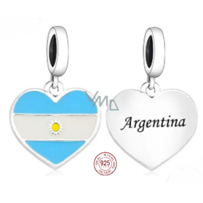 Charm Srebrna 925 z Argentyny z sercem - kocham Argentynę, zawieszka na bransoletkę podróżniczą