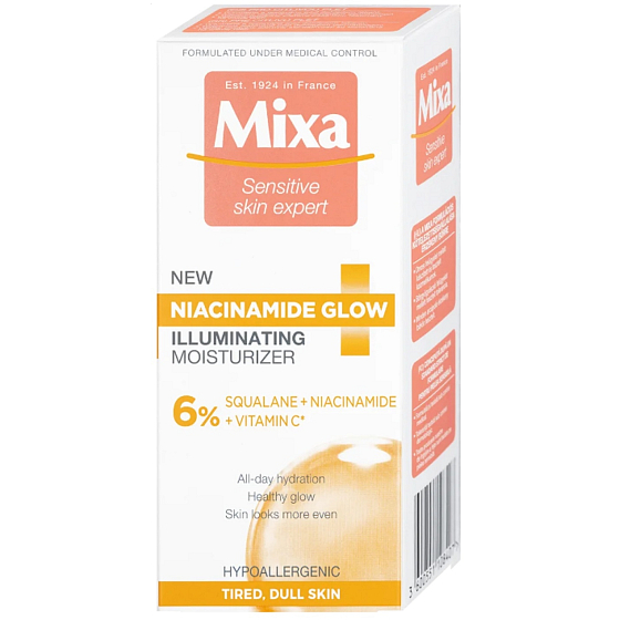 Mixa Niacinamide Glow rozjaśniający krem zapewniający aż 24h nawilżenia 50 ml