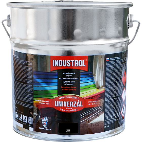 Industrol S2013 uniwersalny połyskowa farba na metal i drewno, 1999 czarna, 9 l