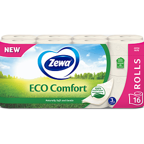 Zewa ECO Comfort 3-warstwowy papier toaletowy, 16 rolek, 19,3 m rolka Zewa ECO Comfort 3-warstwowy papier toaletowy, 16 rolek, 19,3 m rolka