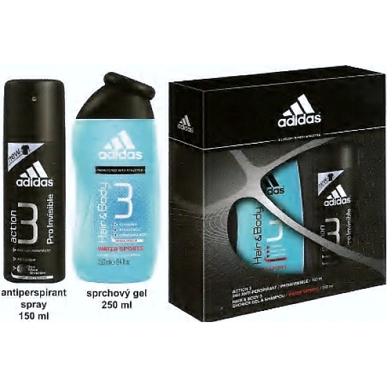 Adidas Action 3 Fresh antiperspirant deodorant sprej pro muže 150 ml + sprchový gel 250 ml, dárková sada
