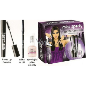 Miss Sporty Pump Up řasenka + tužka na oči + zpevňující lak na nehty, kosmetická sada