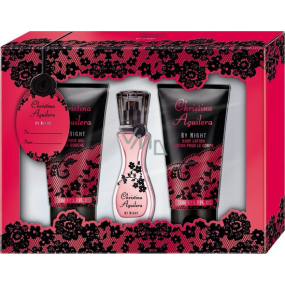 Christina Aguilera by Night parfémovaná voda pro ženy 15 ml + sprchový gel 50 ml + tělové mléko 50 ml, dárková sada