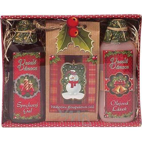 Bohemia Gifts Vánoce Šípek sprchový gel 100 ml + lázeň 100 ml + sůl 150 g, kosmetická sada